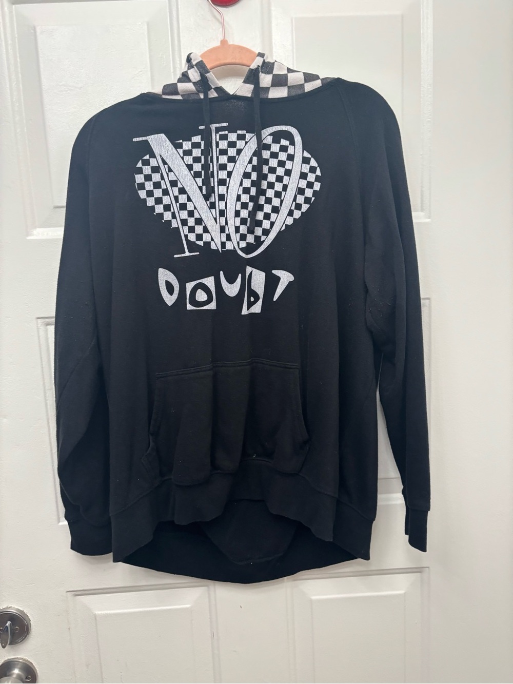 No Doubt Black Checker Heart Hooded Sweatshirt